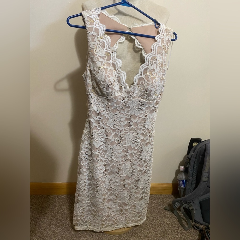 White bodycon dress with open back